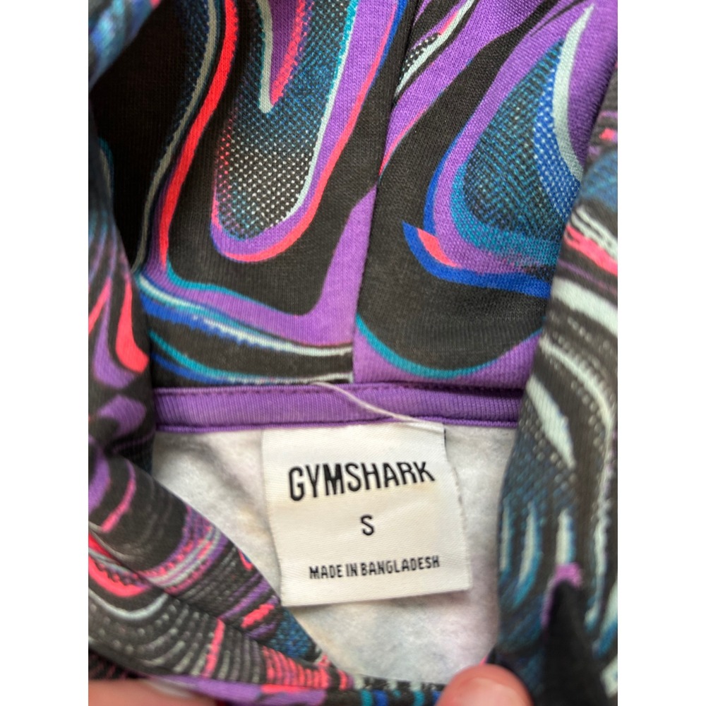 Gymshark Hoodie Mens Small Purple Blue Swirl Psychedelic Pullover Sweatshirt - Picture 3 of 8